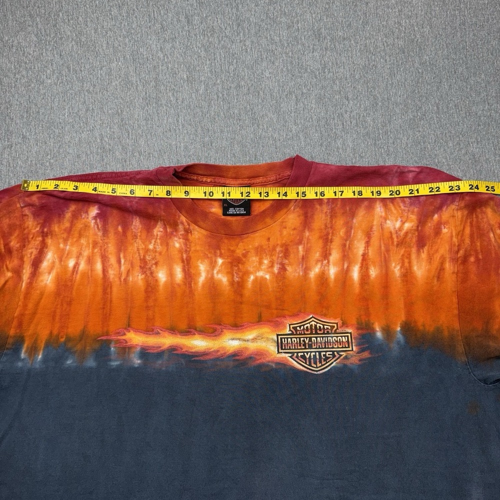 Harley Davidson Shirt XL Tie Dye Long Sleeve USA Motorcycle Flame Vtg Texas - Picture 5 of 15